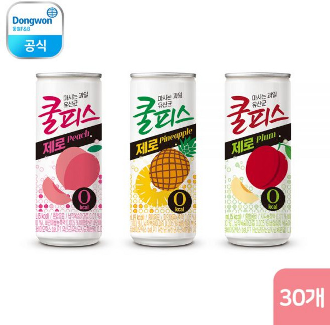 동원 쿨피스 제로 230mL 복숭아 / 자두 / 파인애플 총 30개, 쿨피스 제로 파인애플 230mL x 30개