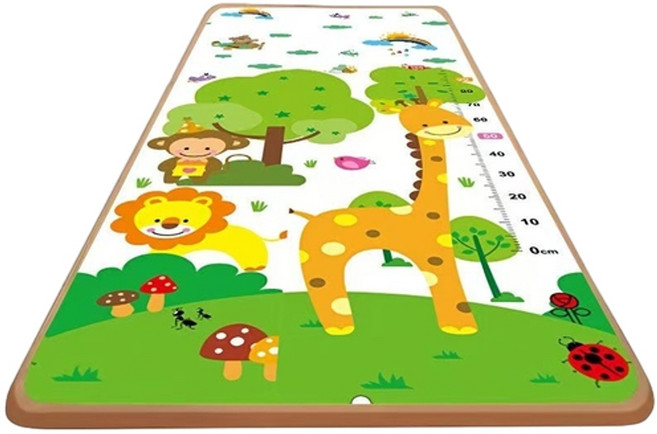 嬰幼兒加厚防摔爬行墊 臥室床邊安全地墊 附身高尺可愛動物圖案, 雙面加厚1釐米防摔神器安全無甲醛多種圖案隨機發