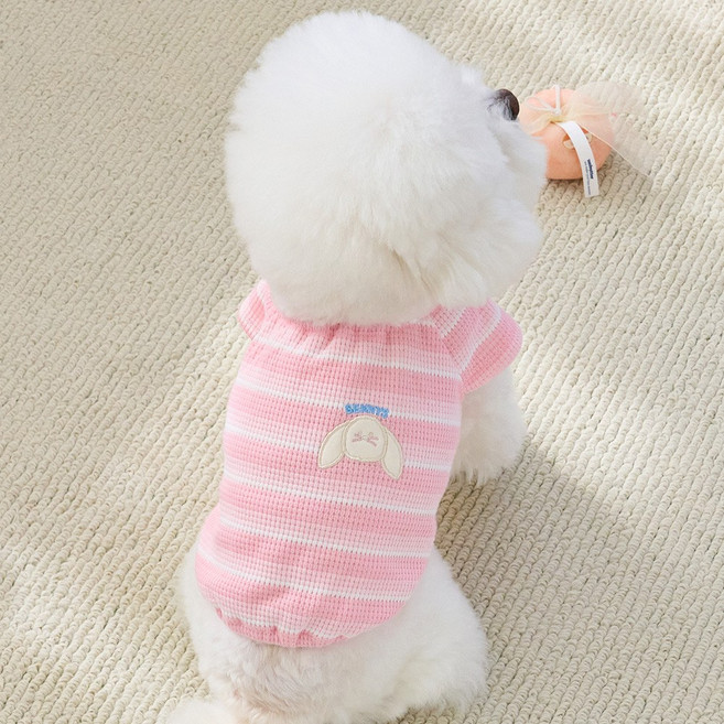 베니즈 러버덕 크롭 탑 강아지 옷 강아지 티, 1개, 핑크