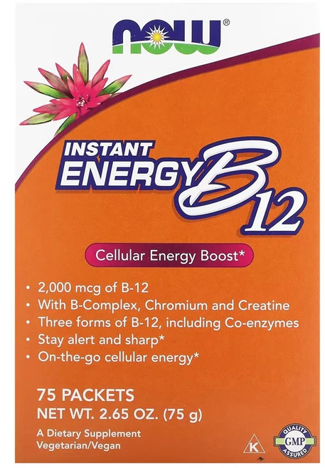 나우푸드 인스턴트 에너지 B12 2 000mcg 75팩 개당 1g(0.035oz), 1팩 - 쿠팡