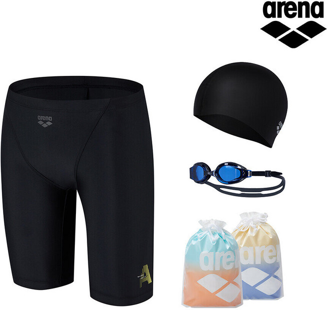 아레나 아레나공식 패이드 4부 수영복 + 수경+수모 세트