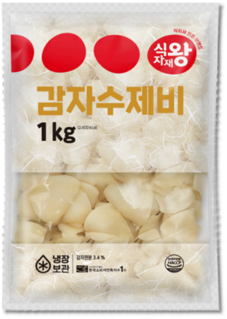 바이오푸드몰_식자재왕 감자수제비 1kg, 3개