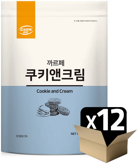 까르페 쿠키앤크림 파우더 1kgX12봉(1박스)/ 카페재료 쿠앤크 커피상인, 12개, 1개입, 1kg, 1kg