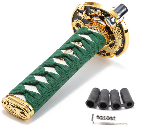 자동차 기어봉 튜닝 범용 사무라이 기어 노브 크리스탈 스타일 레버 호환성 높은 기어봉커버 차량 인테리어용품 악세사리 교체 용품, 그린, 20cm