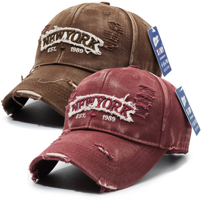나인벨로 1+1 워싱 뉴욕 볼캡 빈티지 자수 감성 모자