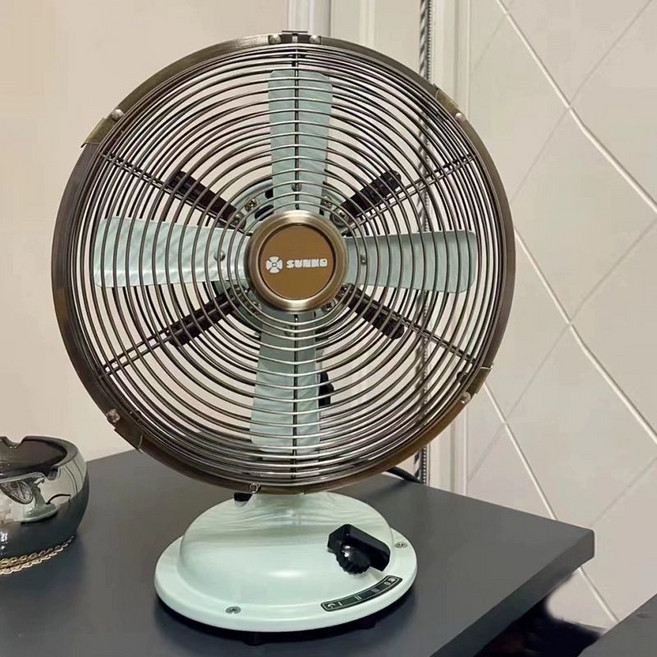레트로선풍기 삼각대 골동품 선풍기 속도 제품 회전팬 탁상용 무빙 조절 엔틱팬, 2. 8인치 에메랄드 그린