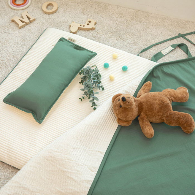 바자르 MOC 렌징모달 메모리폼 방수 패드 + 낮잠이불 세트, 그린