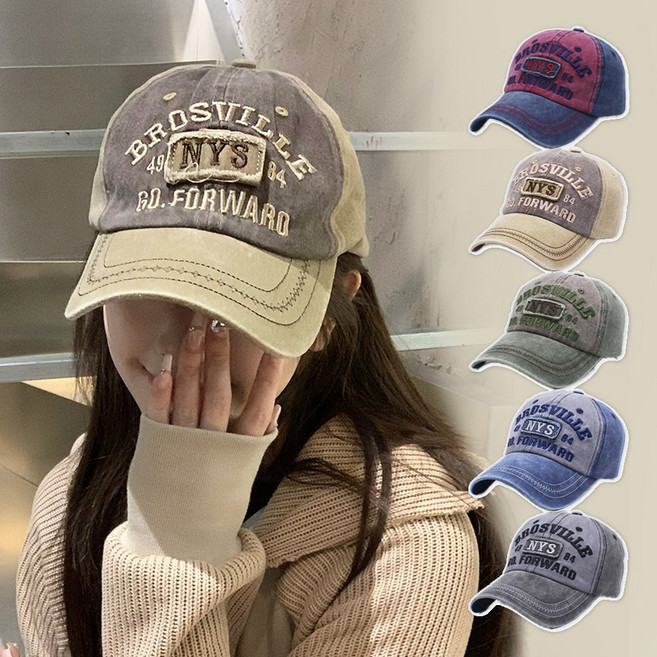 미다미 브로스빌 투톤 포인트 워싱 남녀공용 볼캡 (5컬러)