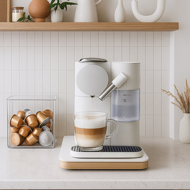 젠틀그레인 HPL 원목 커피머신 받침 버츄오 일리 진동방지, 1개, 블랙