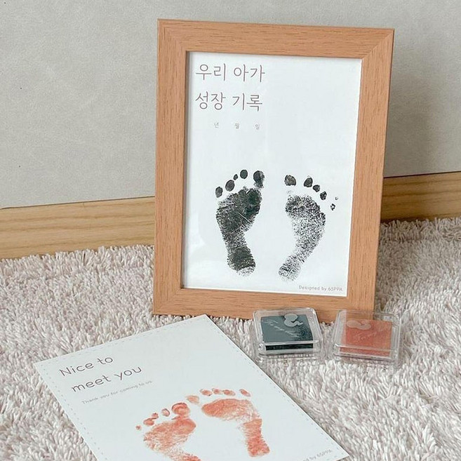 육오빠 아기 신생아 발도장 스탬프 키트, 영문버전, 블랙