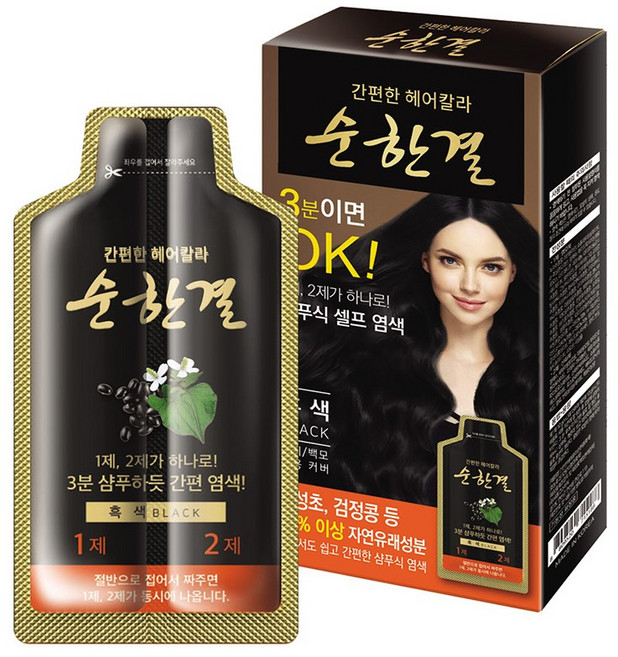 대양라이프 순한결 새치 흰머리 염색약 3분염색 체험분동봉 샴푸형 NO-암모니아, 42개, 흑색