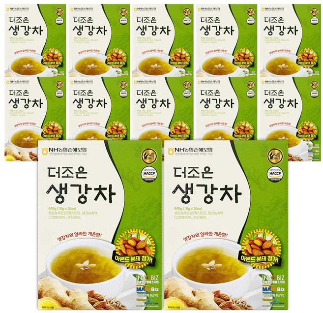 더조은 생강차 아몬드 분태 첨가 스틱, 18g, 12개, 36개입