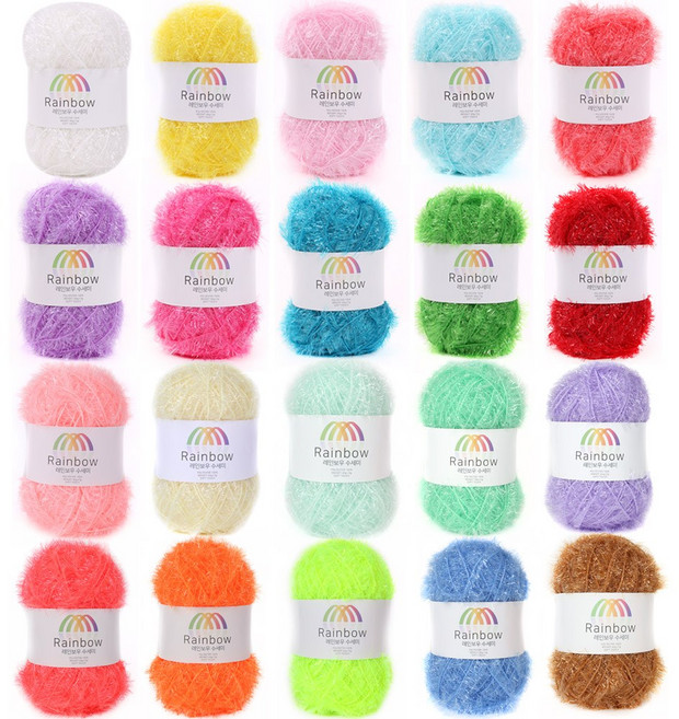 마마니트 레인보우 수세미실 20볼 세트 뜨개실, 20개