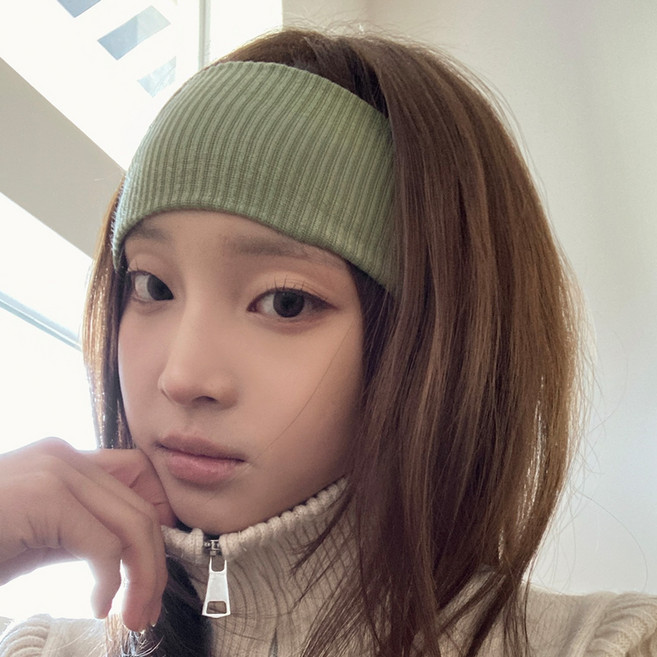 블루씨티 올컬러 골지 니트 무지 반다나 헤어밴드