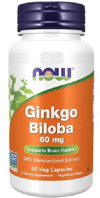 NOW Supplements 은행나무 60mg 표준화 추출물 24 유전자 변형 성분 무함유 프로젝트 인증 베지 캡슐 120정, 1개