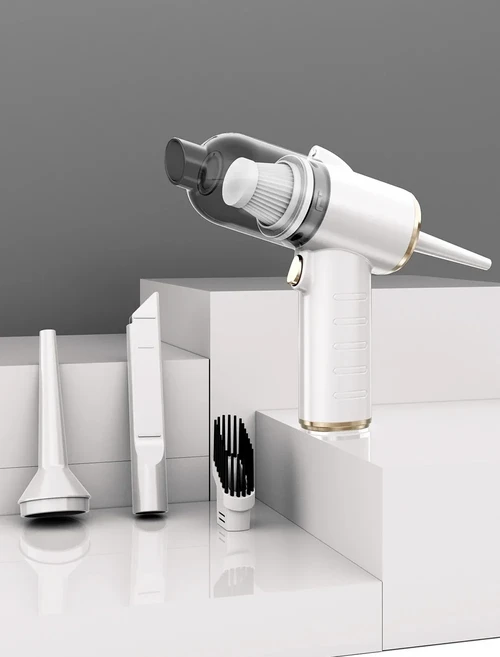 휴대용 무선 진공 청소기 차량용 가정용 USB 충전 펌프 1500mAh LED 라이트 타입 C 핸드헬드, 01 White