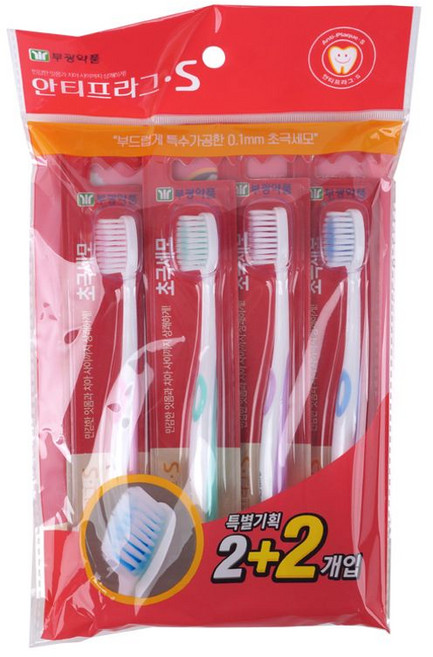 안티프라그 초극세모 칫솔 4p, 1개, 4