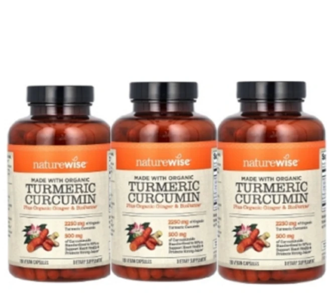 2+1 네이처와이즈 유기농 강황 커큐민 베지 캡슐 180정 3통 - 쿠팡