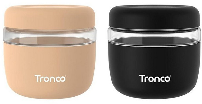 Tronco 뚜껑이 있는 473.2ml(16온스) 유리 식품 보관 용기 밀폐 누출 및 흘림 방지 도시락 그릇 밀프렙 샐러드 요거트 수프 스튜용 전자레인지 식기세척기, 앰버/블랙