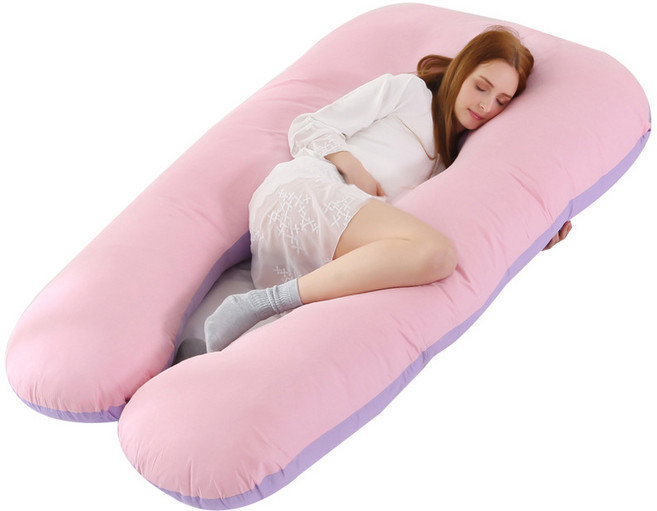 KC인증완료 유판 YOUPAN U자형 임산부 바디필로우 대형 커버분리형 투톤 롱쿠션 꿀잠 베개 긴 베개 3kg, C 퍼플 핑크