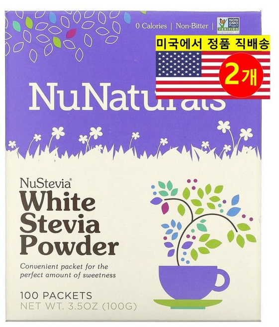 NuNaturals 화이트 스테비아 감미료 파우더 100개입 100g 1개