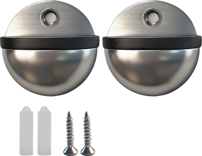 충돌 방지 도어 스톱퍼 구멍 뚫기 불필요, 은색, 2개