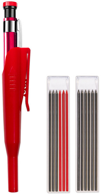 일상채움 2.8mm 샤프식 긴촉 목공용 목수 연필, 레드, 1개