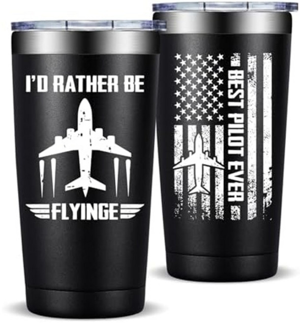 푸판디 파일럿 선물 - 비행기 남자 항공 게이지 남편 아들 크리스마스 생일 텀블러 컵, Pilot Airplane