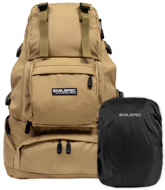 밀스펙 남녀공용 여행용 백팩 배낭 기내용 데일리, 카멜 (스탠다드) + 레인커버, 1개
