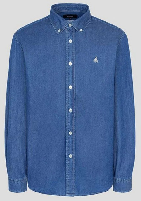 [국내백화점] 빈폴 남성 에센셜 남녀공용 데님 셔츠 블루 가을 긴팔