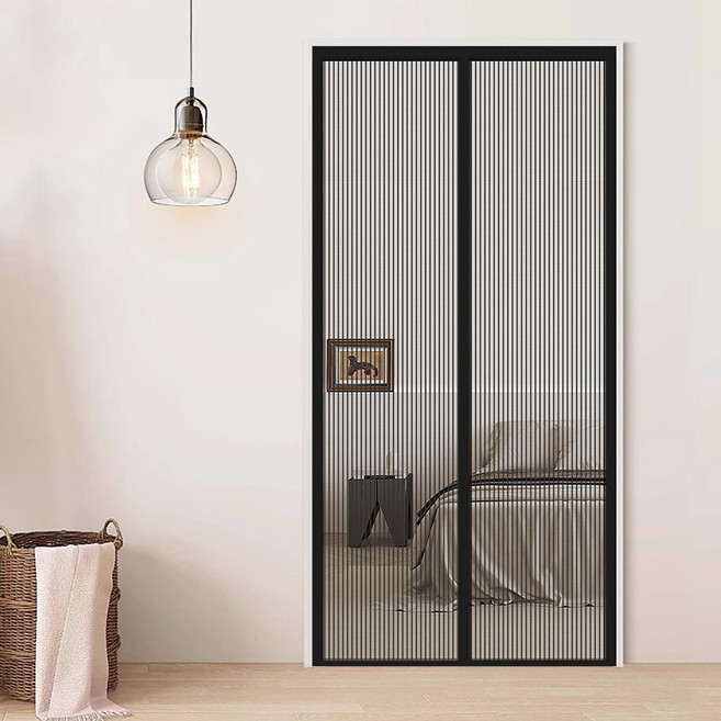 피노블릭 찢어지지 않는 찍찍이 현관 방충망 자석 모기장, 1번 - 검정(일반망)