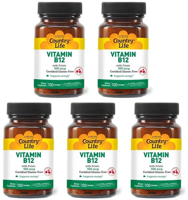 컨트리라이프 비타민 B12 500mcg 엽산 함유, 100정, 5개 - 쿠팡