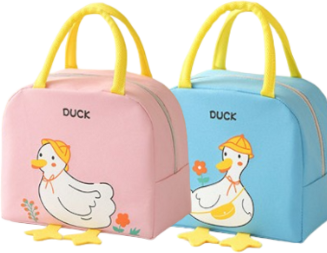 러버덕 도시락 가방, 1세트, 블류+핑크