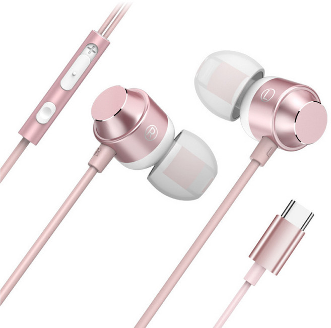 聆翔 K9 重低音 磁吸 鋁合金 立體環繞音 入耳式 運動有線耳機 iPhone 15 以上通用, 櫻花金