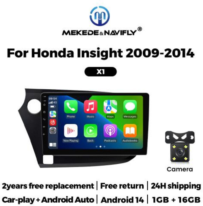 NAVIFLY MEKEDE Honda Insight 2 2009-2014 용 새로운 Android 14 2DIN 차량용 라디오 멀티미디어 플레이어 스테레오 무선 Carplay A, 2)9X1-A 1-16-CAM