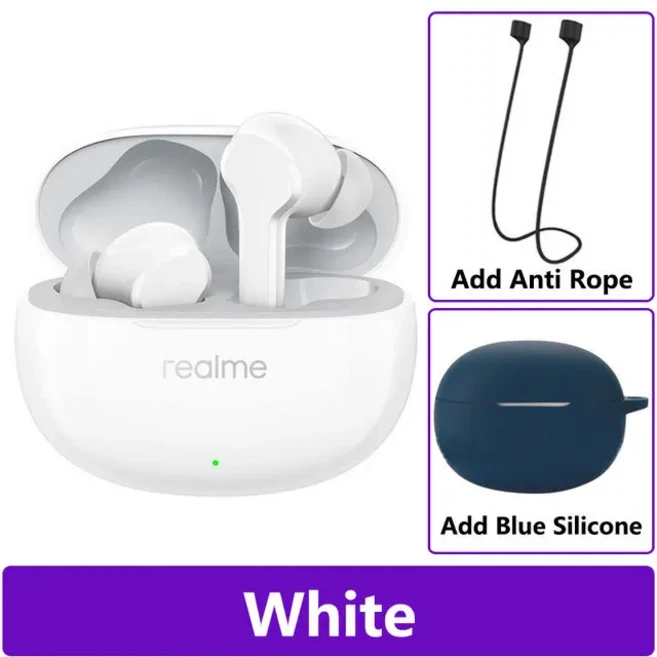 Original Realme Buds T110 Bluetooth 5.4 AI ENC 통화 소음 감소 Ture 무선 이어폰 TWS IPX54 방수 스포츠, 02 White n Blue Case
