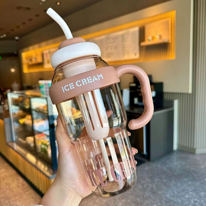 新款大容量卡通水杯, 咖色1300ml 獨立茶倉, 1套, 1300L