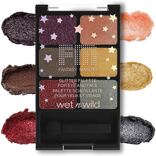 Wet n wild Fantasy Makers 글리터 아이섀도우 팔레트 오래 지속되는 반짝이는 광택 크리미 텍스처 6가지 보완적인 색조 동물 실험 없음 - 레스트 인 핑, Horrorscope