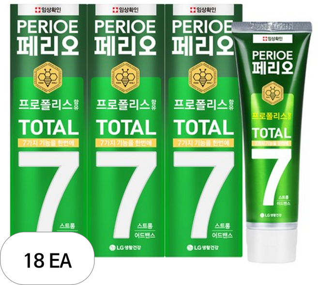 페리오 토탈7 스트롱 치약, 120g, 18개