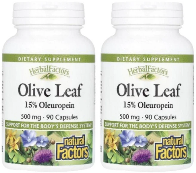 Natural Factors 내추럴 팩터스 Herbal Factors Olive Leaf 올리브잎 추출 500mg, 120g, 2개, 90정 - 쿠팡