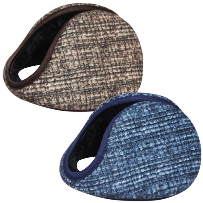트위드 방한 귀마개 2P 겨울귀마개 방한용귀마개 귀덮개, 브라운1P+색상랜덤1P, 1개