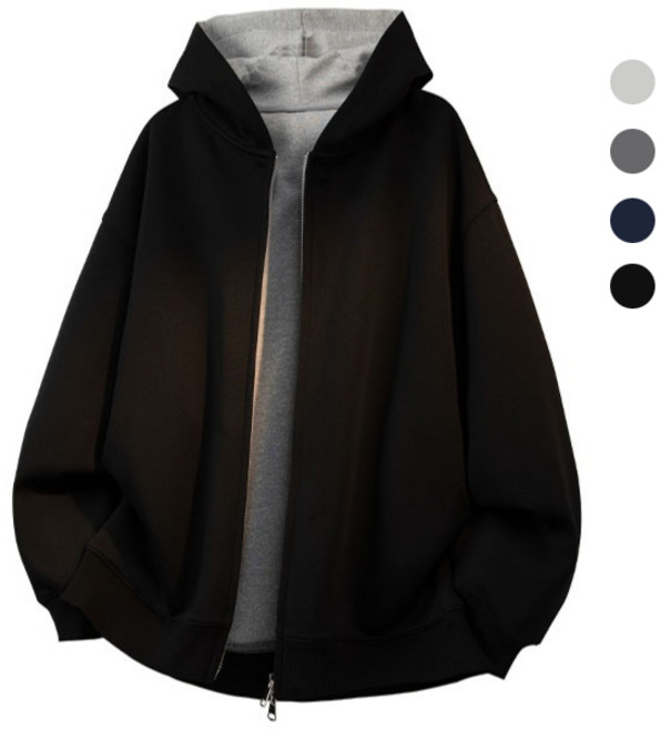 에쥬아 남녀공용 후드집업 캐주얼룩 빅사이즈 간절기 아우터