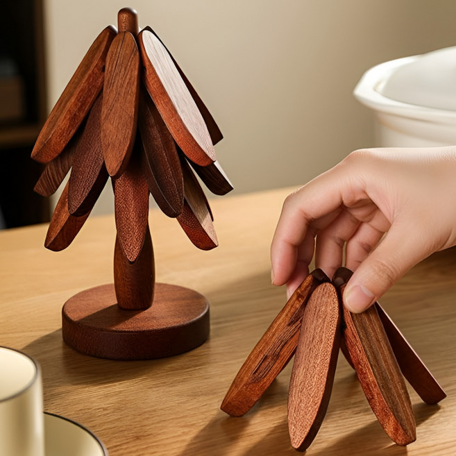 라이크토브 나무냄비받침대 북유럽냄비받침, 1개, 다크브라운