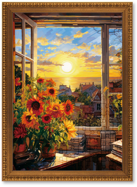 500피스 직소퍼즐+액자세트 - 고흐의 석양에 물든 창문 (액자포함), 액자선택가능, 1세트