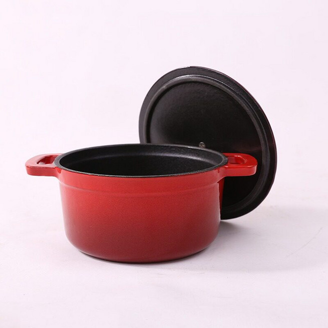 양수냄비 주물 무쇠 솥밥 꼬꼬떼 전골 법랑 캐서롤, 1개, 대형 14CM 레드 블랙, 14cm