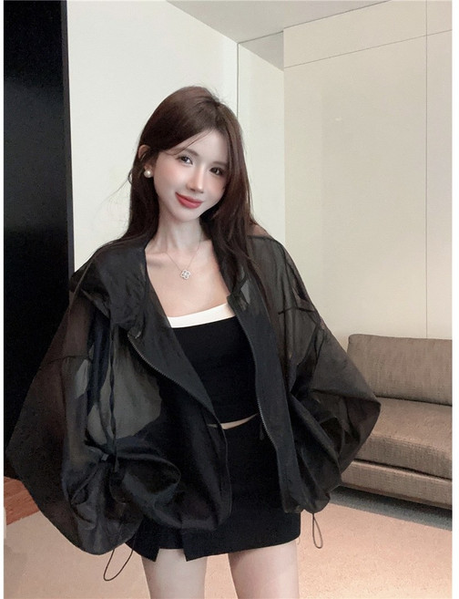 [여름살안타템] 3color 루즈핏 시스루 긴팔 후드집업