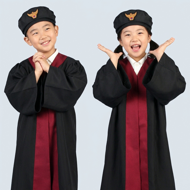 아동 초등학생 판사복 검사복 법원복 법복 법정의상 졸업가운 졸업 판사 검사 마크포함 역할놀이 직업체험의상