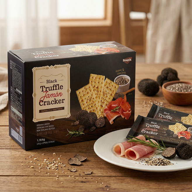 코스트코 블랙 트러플 하몽 프리미엄 크래커 홈파티 와인 맥주 안주 대용량 과자, 40개, 29g