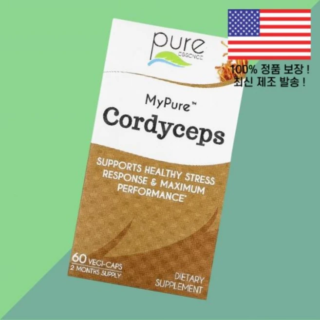 퓨어 에센스 마이퓨어 동충하초 500mg 식물성 베지캡슐 60정 Pure Essence MyPure Cordyceps 60 Vegi Caps, 퓨어 에센스 마이퓨어 동충하초 500mg 식물성 베지캡 - 쿠팡