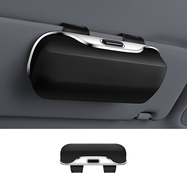 YANGTA 자동차용 안경 수납함 클립식, 블랙, 1개